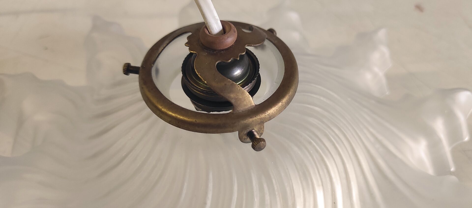 Pleated glass lampshade - mid 20th century