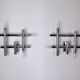 Pair of geometric wall lamps Maison Sciolari, 4feux, Italy, 1970