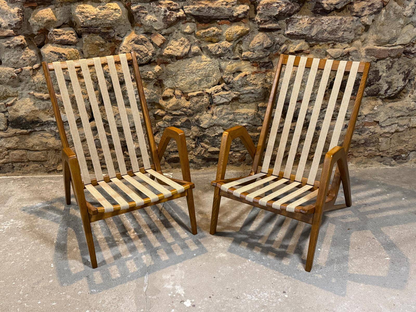 Paire de fauteuils par Jan Vaněk, années 1940, entièrement restaurés, Tchécoslovaquie