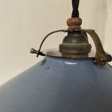 Pair of blue enameled sheet metal pendant lights