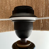 Flamed stoneware lamp and rope lampshade