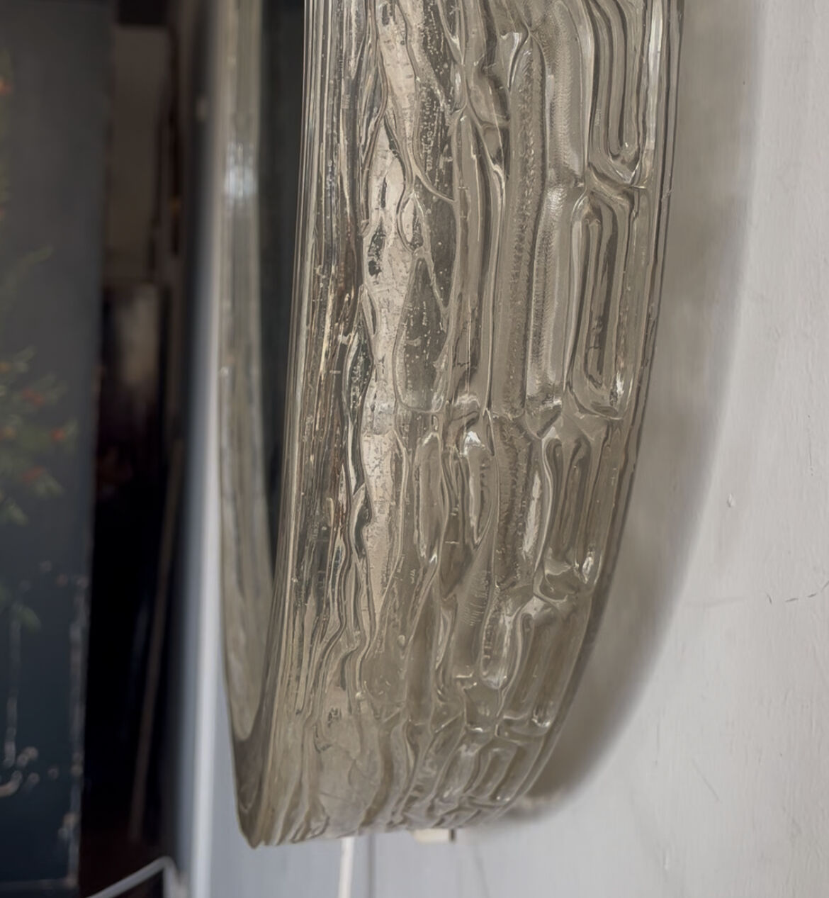 Miroir lumineux « verre dépoli » style Hillebrand milieu du siècle