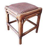 Rattan and velvet stool