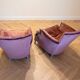 Pair of vintage terracotta velvet armchairs