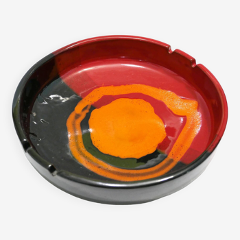 Cendrier en céramique Italy vintage rouge orange noir 1970 Bitossi pour Raymor