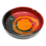 Cendrier en céramique Italy vintage rouge orange noir 1970 Bitossi pour Raymor