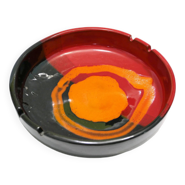 Vintage Italy red orange black ceramic ashtray 1970 Bitossi for Raymor
