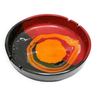 Vintage Italy red orange black ceramic ashtray 1970 Bitossi for Raymor