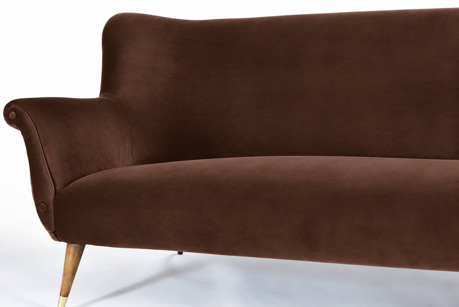 Magnificent vintage 1960s chocolate brown velvet sofa – unique piece.
