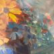 Painting on canvas, bouquet of flowers in a vase.