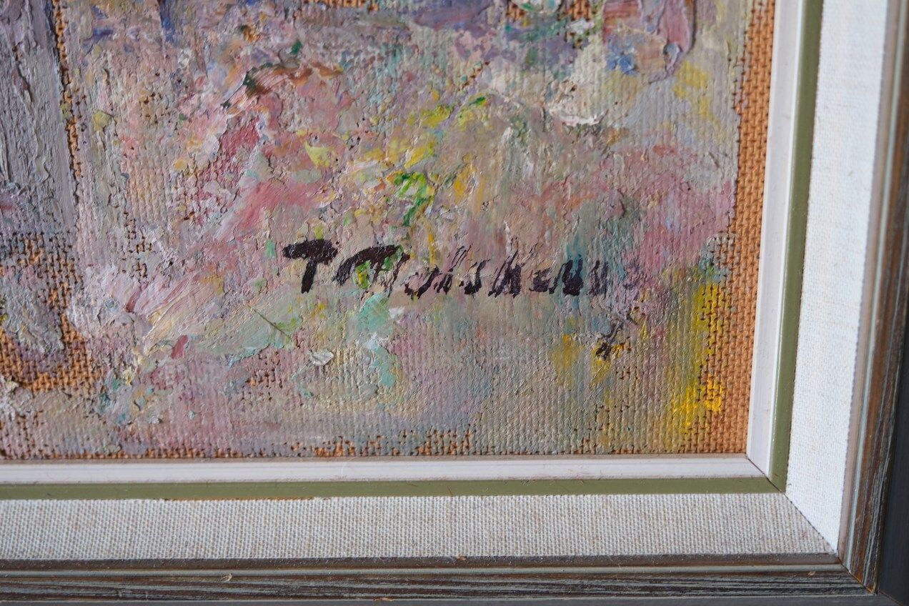 Pal matskassy, hungarian modern painting, 1960s, oil on panel, framed