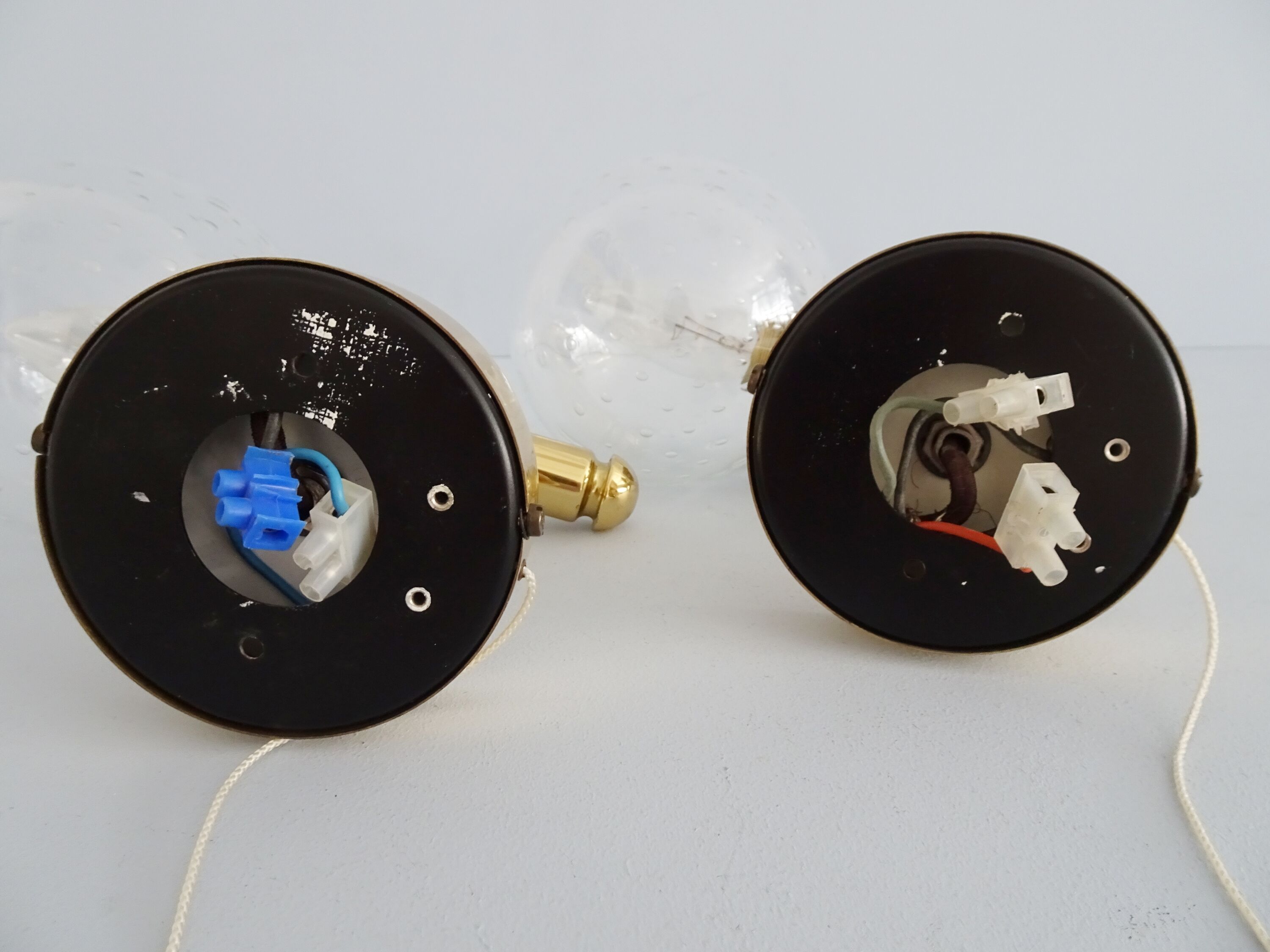 Wila wall lights set 1970s, wall lamps gold glass, indirect lighting