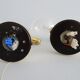 Wila wall lights set 1970s, wall lamps gold glass, indirect lighting