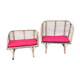 Bamboo rattan benches for kids vintage 60s