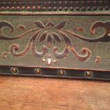 Beveled mirror in wood and resin, imitation wood/metal