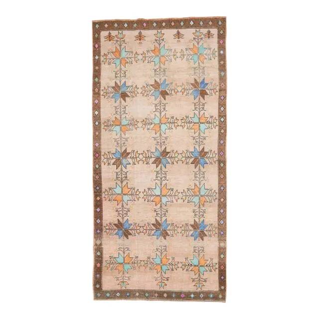Vintage Turkish Oushak Handmade Wool Cotton Brown Area Rug 156x232