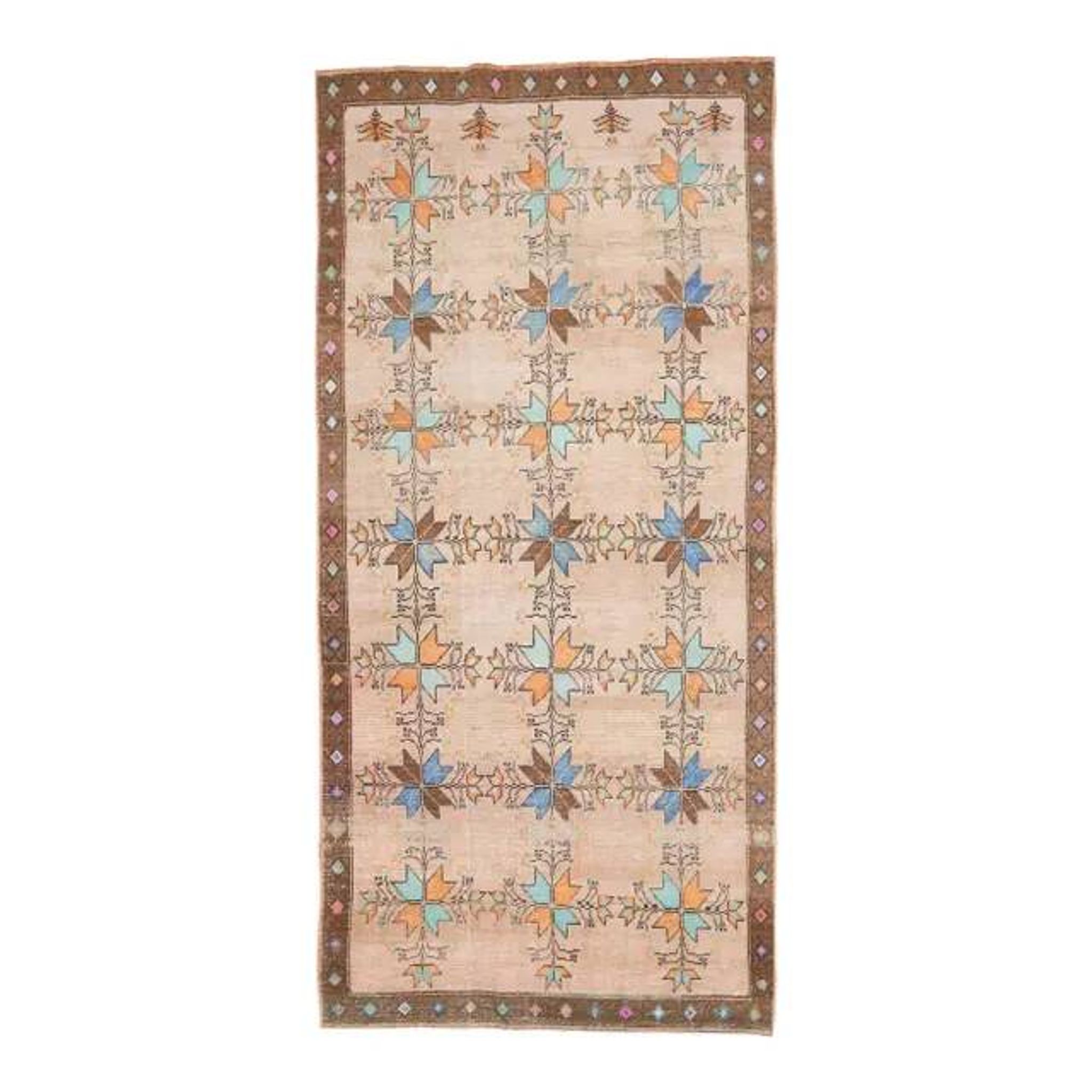 Vintage Turkish Oushak Handmade Wool Cotton Brown Area Rug 156x232