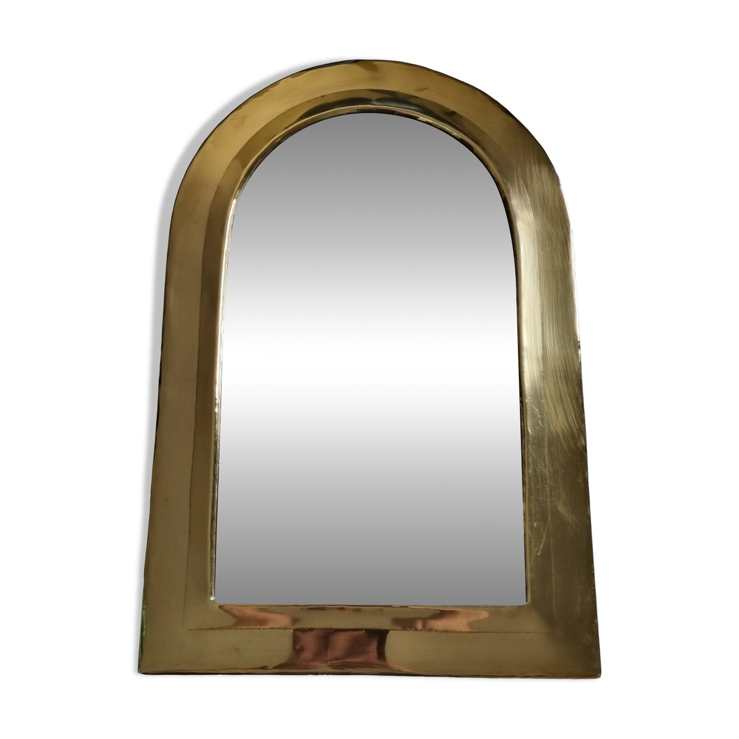 Vintage Moroccan Brass Mirror, Arch Shape, 43 x 28 cm, Stamped