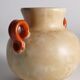 Art Deco Ceramic Beige Vase with Red Handles by Anna-Lisa Thomson, Upsala Ekeby