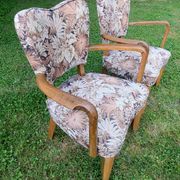 Paire de fauteuils bridge Art déco en bois massif, années 40-50