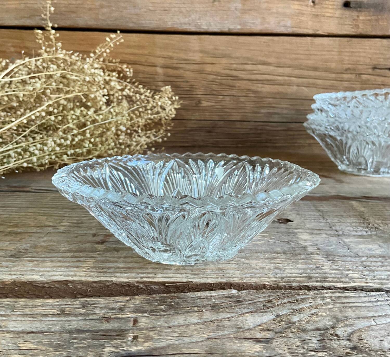 5 coupelles en verre ciselé vintage