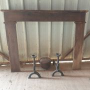 Country-style fireplace surround - stained poplar - late 19th century