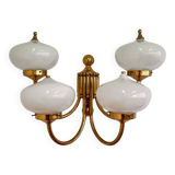 Big XXL brass and glass wall lamp in Art Deco, Art Nouveau style, around 1980s