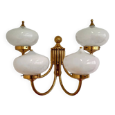 Grand lampadaire en laiton et verre de style Art Déco, Art Nouveau, des années 1980.