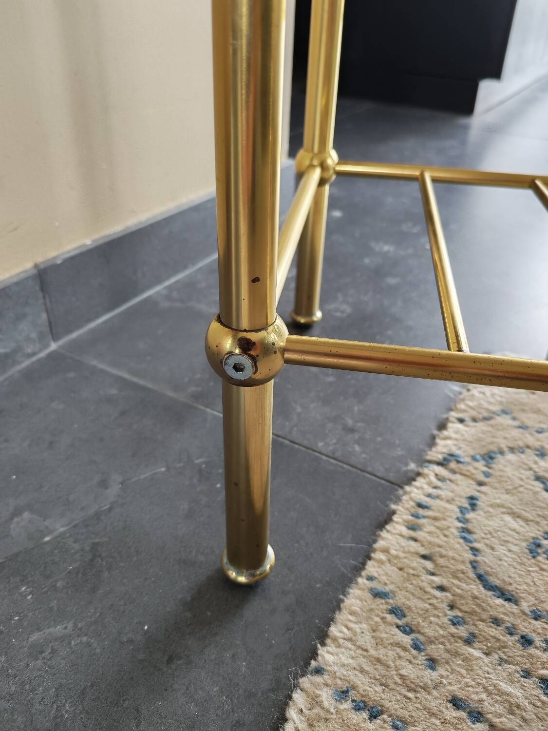 Table d'appoint vintage laiton et verre