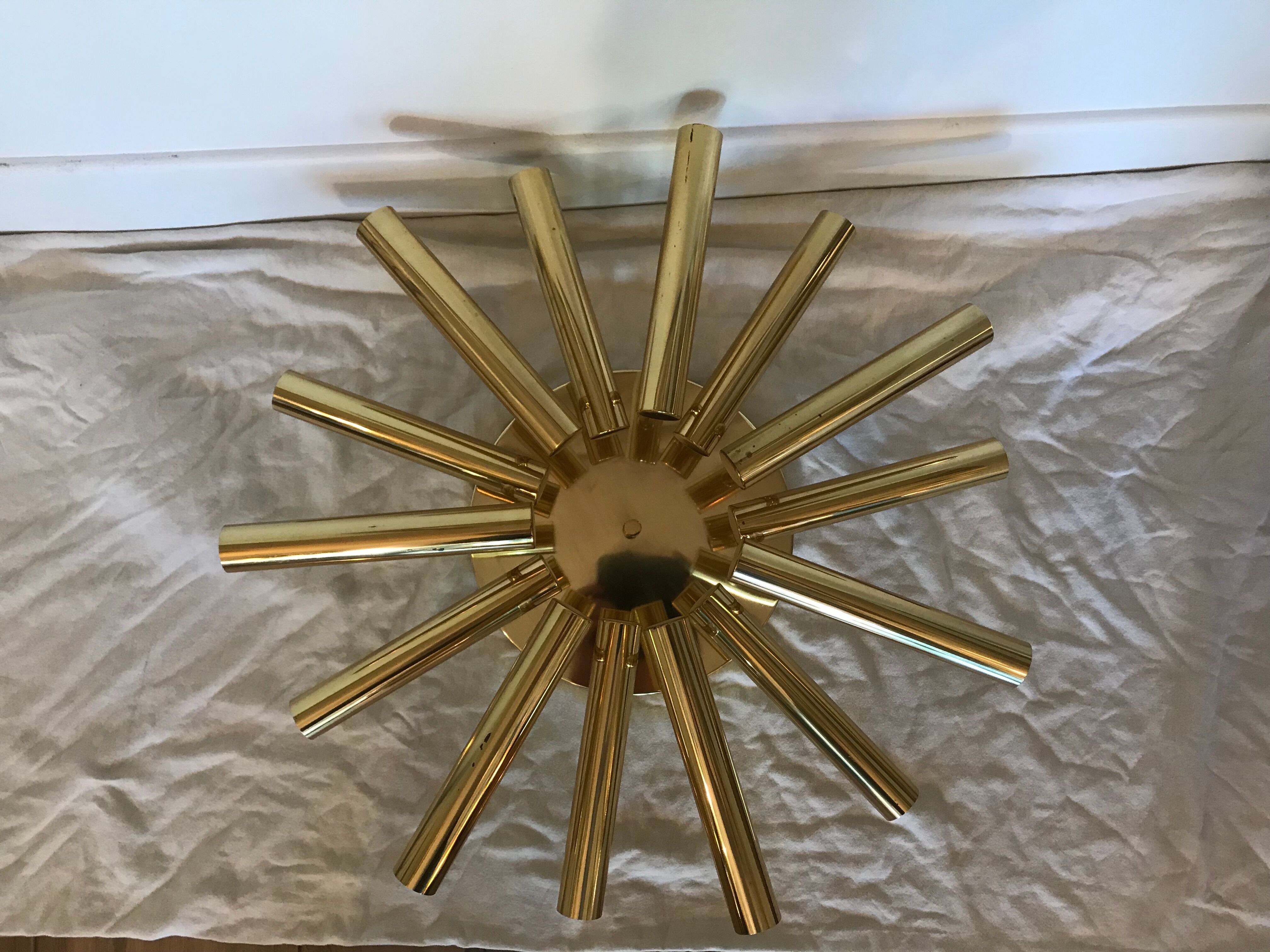 Chandelier 14 branches brass Sciolari House 1960