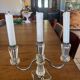 Pair of Electrified Art Deco Candle Holders – Cut Crystal & Chrome Metal 1