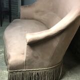 Vintage toad sofa trimmed with taupe-coloured velvet