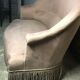 Vintage toad sofa trimmed with taupe-coloured velvet
