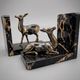 Pair of deer bookends in black marble and gold metal – Art Deco style