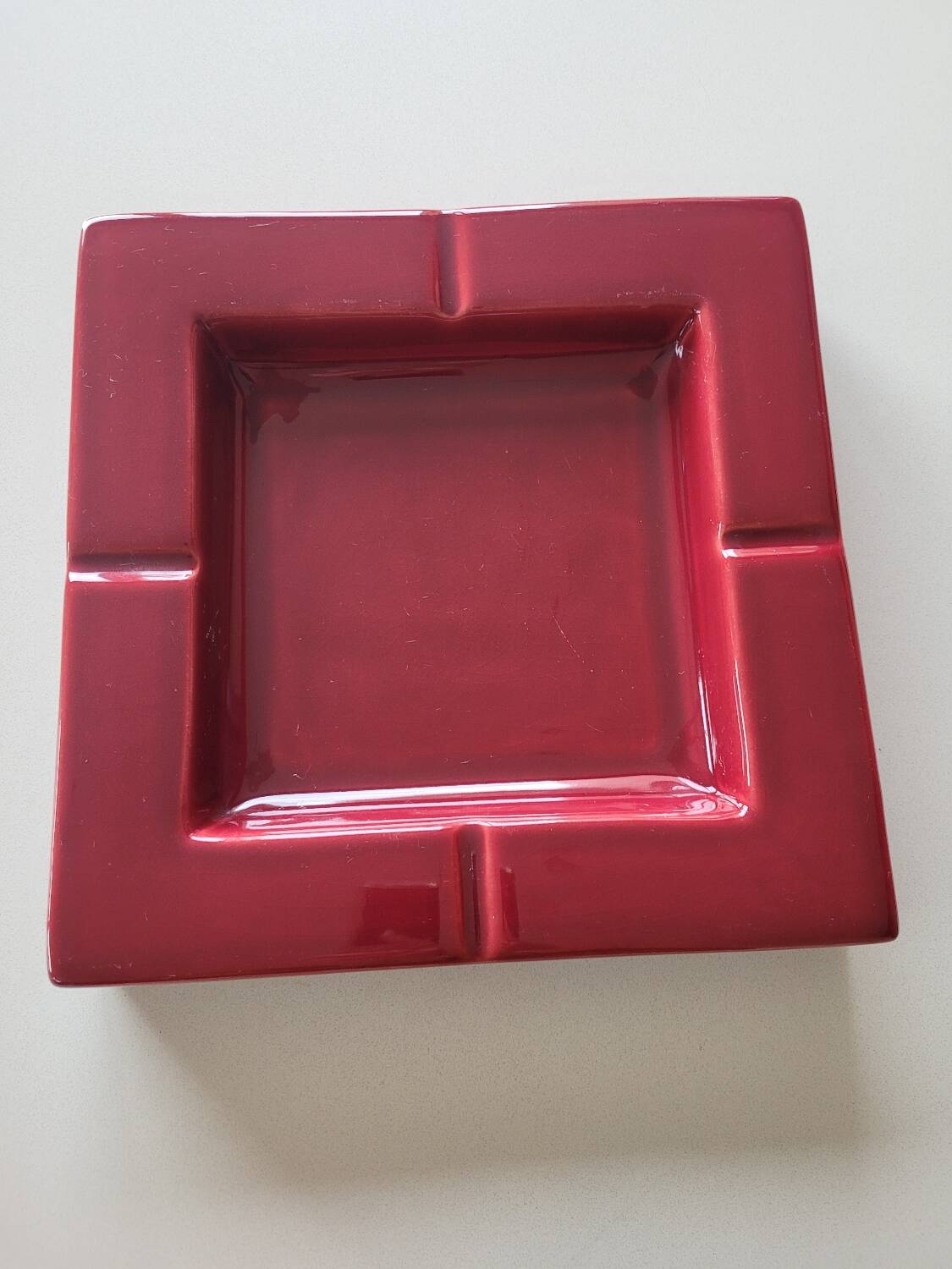 Large square burgundy ashtray