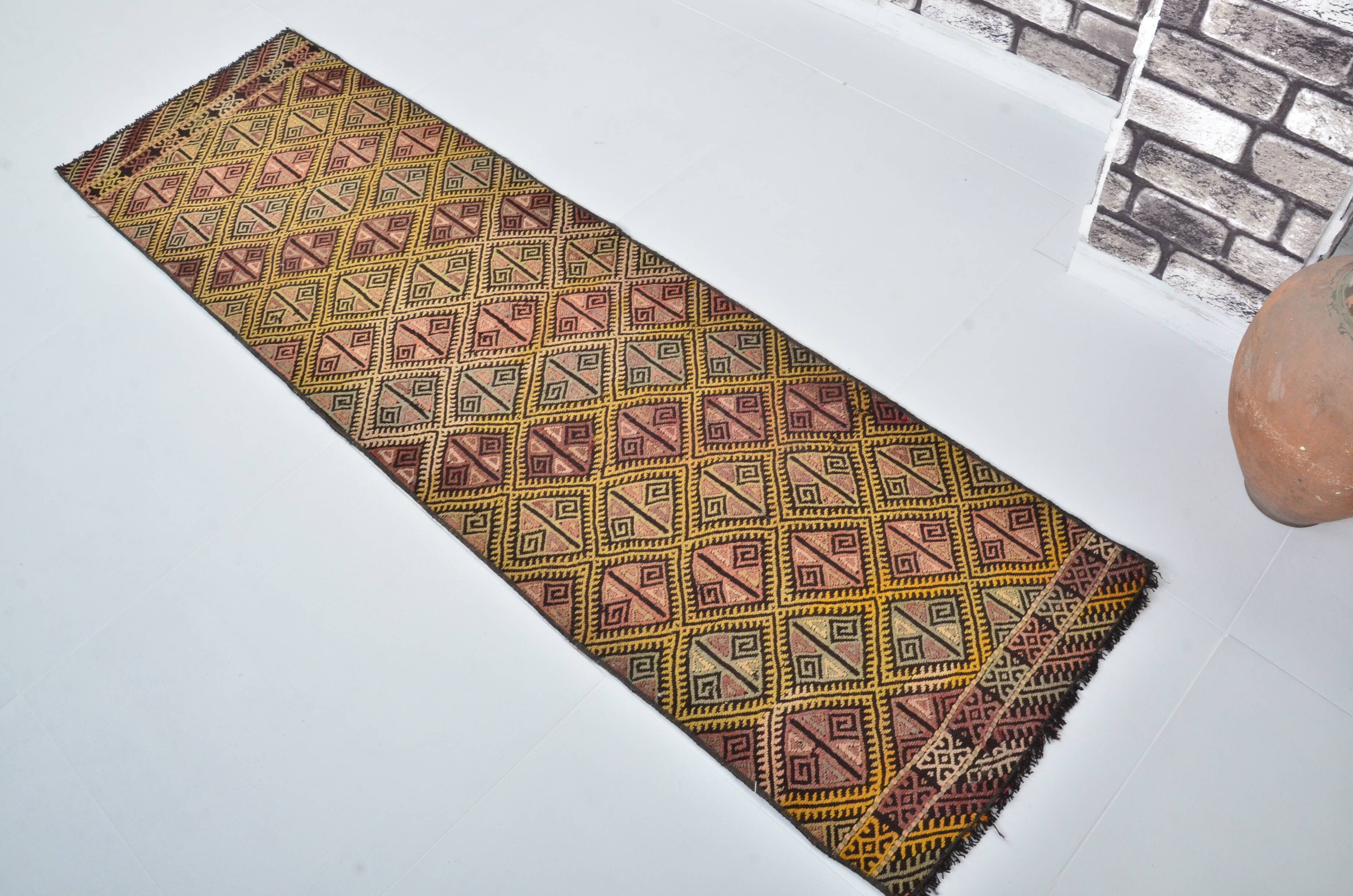 Anatolian Floral Vintage Kilim Runner sku 3397