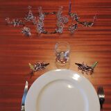 Glass table runner by A. Vialas – Vintage crystal centerpiece