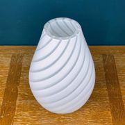 Murano glass vase, white whirl, Italy, 1980s
