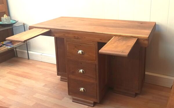 Bureau de comptable teck massif années 30