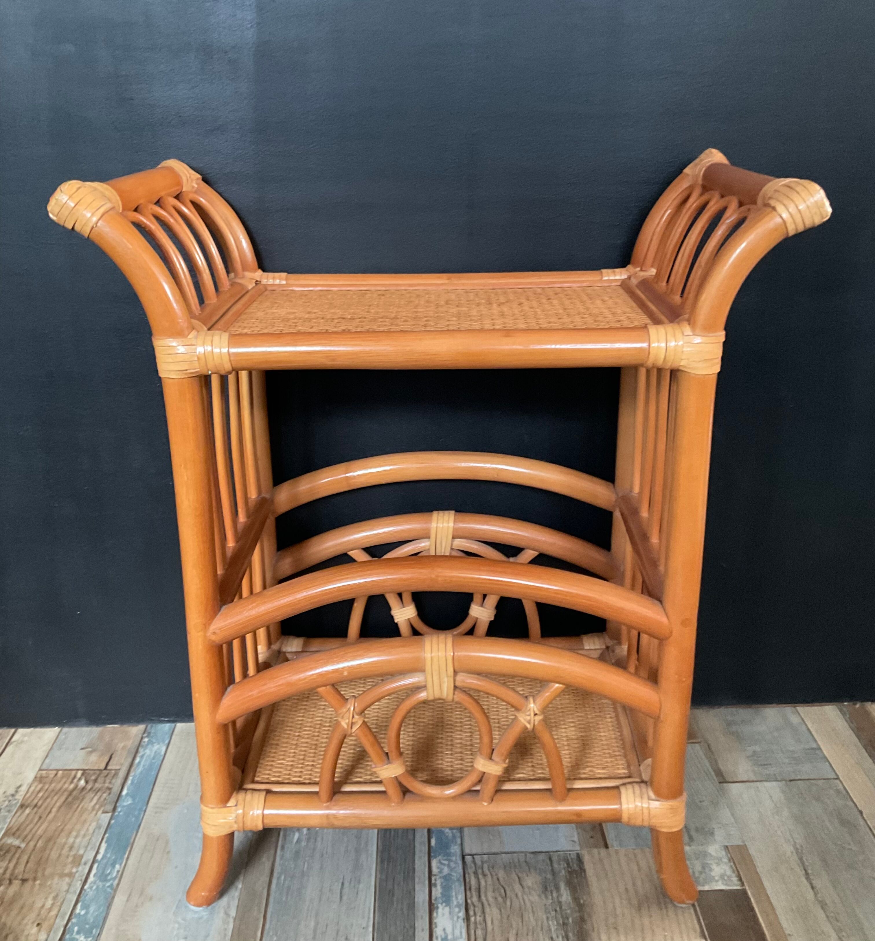 Vintage rattan side table from the 70s