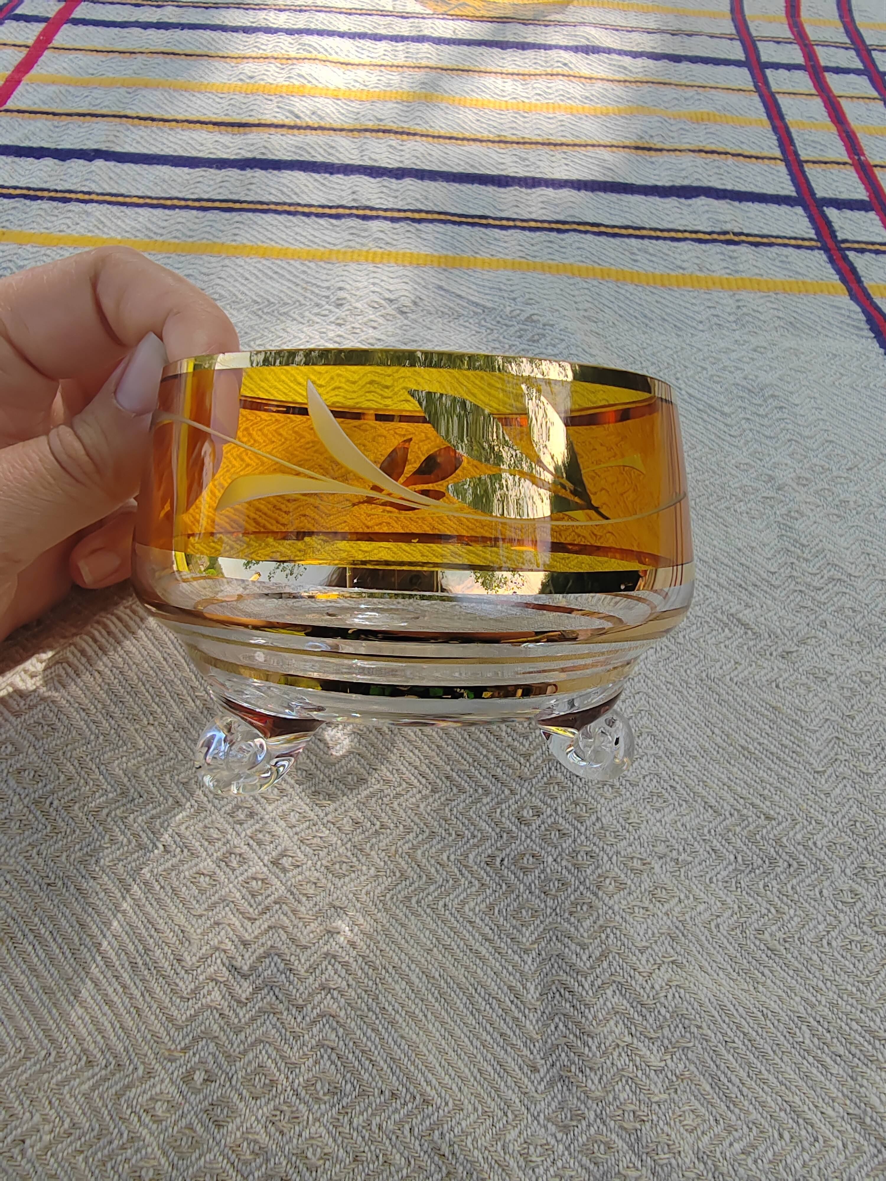 Pair of crystal stemmed bowls