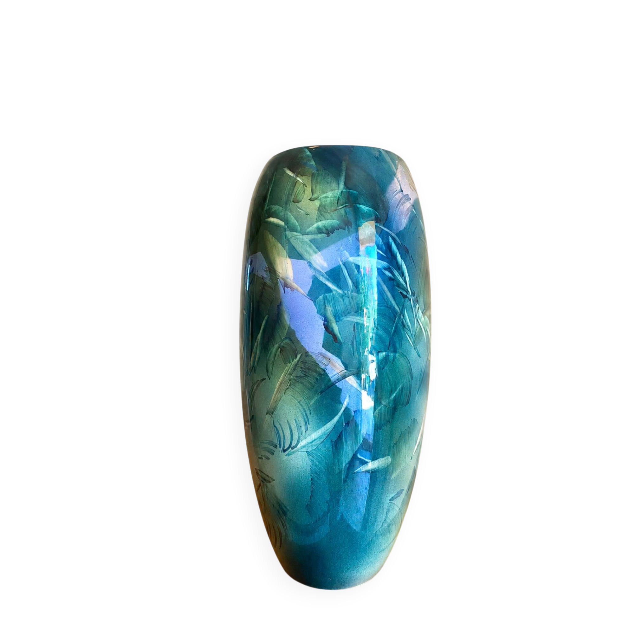 Large lacquered ceramic vase signed Grech