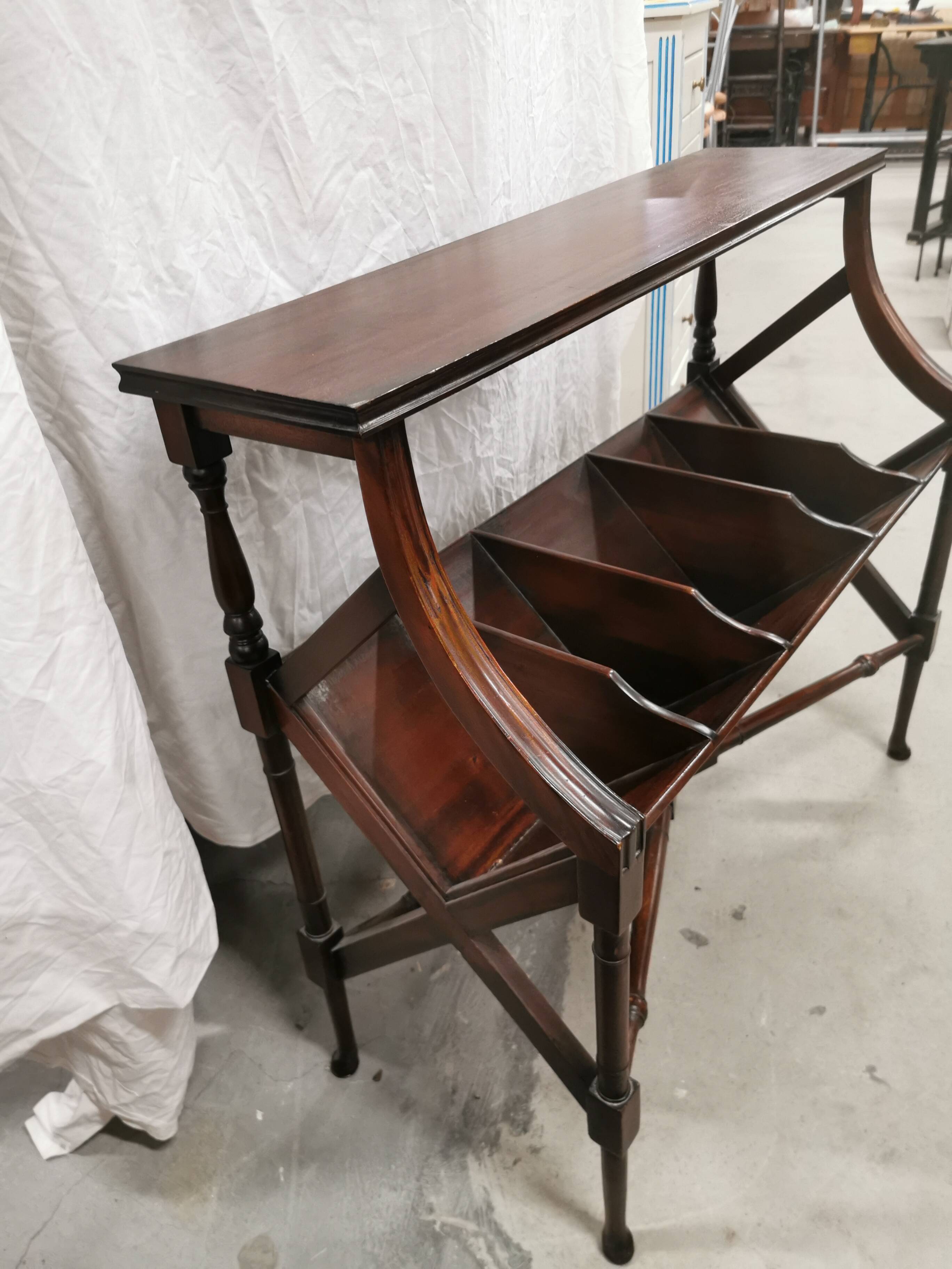 Two-tier mahogany magazine/vinyl rack