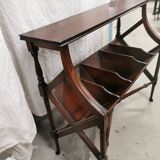 Two-tier mahogany magazine/vinyl rack
