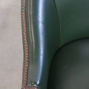 Green Cowhide Leather and Wooden Side/Dining/Desk Chair in English Style