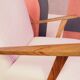 Vintage armchairs set of 2 beige bouclé walnut wood 1960