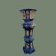 Vase chinois monumental sur piédestal en terre cuite émaillée