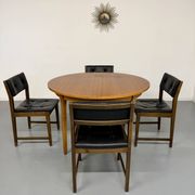 Vintage teak extendable round dining table Scandinavian design 1960s