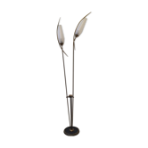 Lampadaire Arlus en laiton et opaline