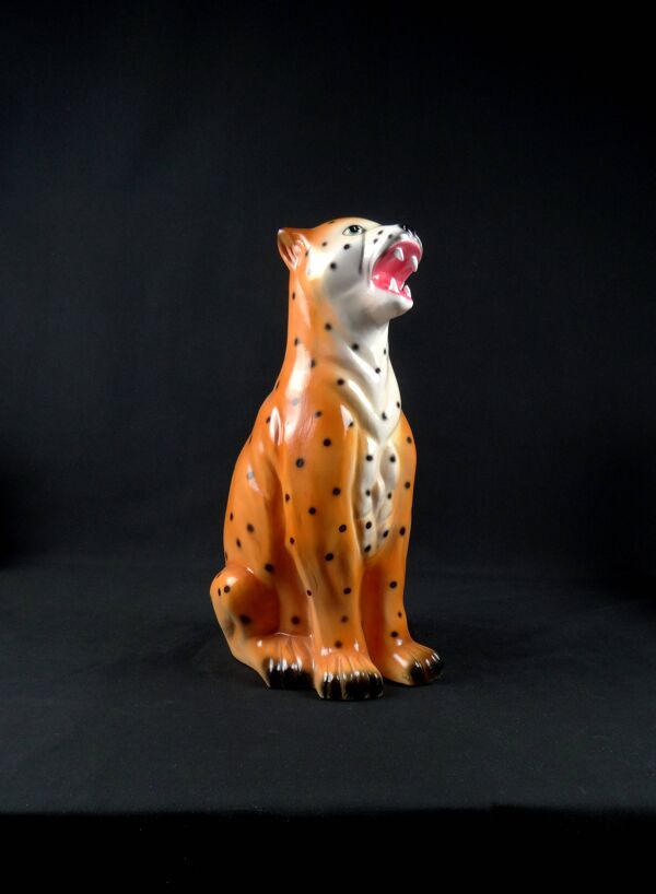 Statue Léopard vintage en céramique vintage années 70s Hollywood Regency